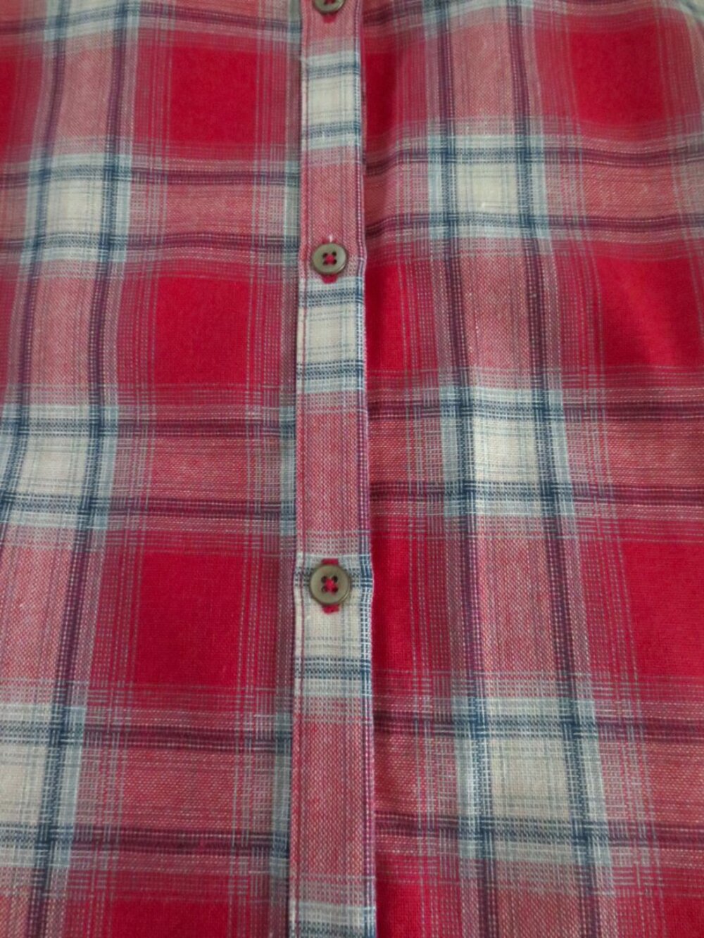 Classic Americana Red & White Plaid Button Front Short Sleeve Shirt Dress - Picture 10 of 15